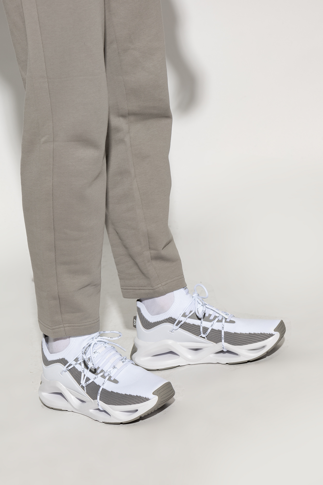 EA7 EMPORIO armani for logo-print tapered joggers - White EA7 EMPORIO armani for logo-print tapered joggers - White